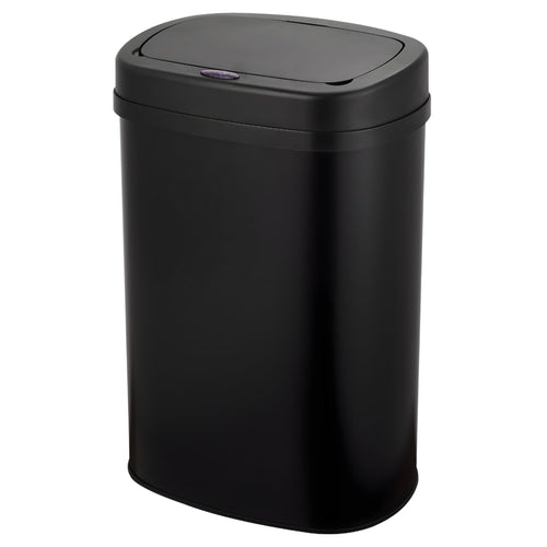 Five Stars® Sensor-Mülleimer 60L Edelstahl Schwarz, säulenförmig. Berührungslose Abfallentsorgung durch automatische Deckelöffnung.