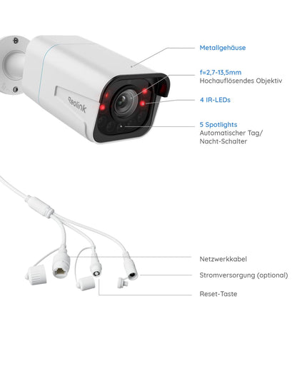 Reolink RLC-811A 4K PoE Überwachungskamera mit 5-fach optischem Zoom
