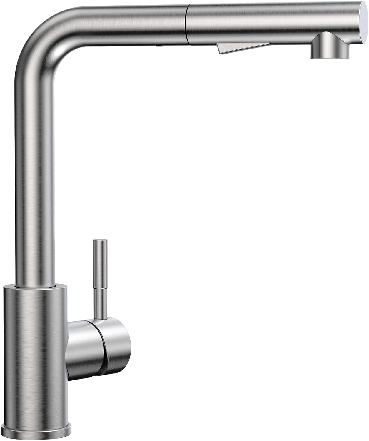 CECIPA Küchenarmatur Ausziehbar - Edelstahl Hochdruck. Hoher Auslauf, Ausziehbrause. Versorgt Spülbecken mit Wasser aus Hochdrucknetz.
