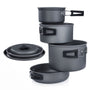 yourGEAR Ranger V Camping Kochgeschirr Set 7-teilig für 4-5 Personen, Aluminium, Netzbeutel