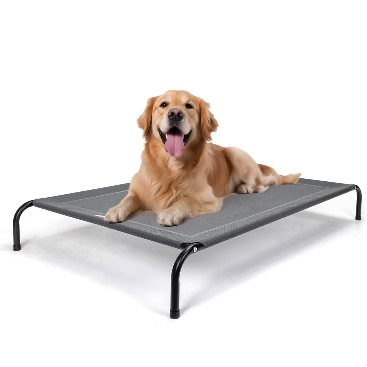 Nobleza Hundeliege Outdoor, erhöhtes Hundebett, Grau, XL, 137x90x20 cm – graue Netzliegefläche auf Stahlrohrgestell