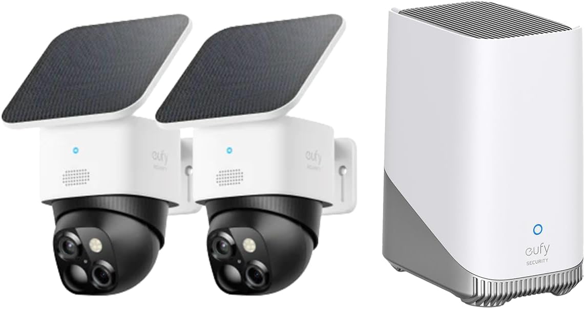 eufy Security SoloCam 2+1 Solar-Überwachungskamera aussen, 360°, 3K – mit Solarpanel und 8-fach-Zoom