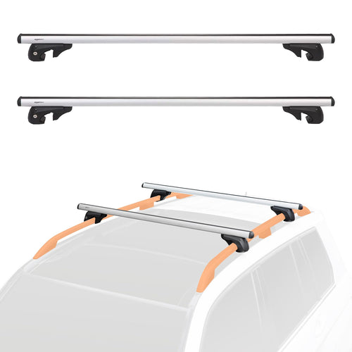 Amazon Basics Dachträger Querträger 132cm - bis 117cm Spannweite. Montage auf Dachreling zur sicheren Beförderung von Lasten.