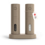 LARS NYSØM Salz- und Pfeffermühlen-Set elektrisch, Taupe Brown – 2 Mühlen mit Ladestation