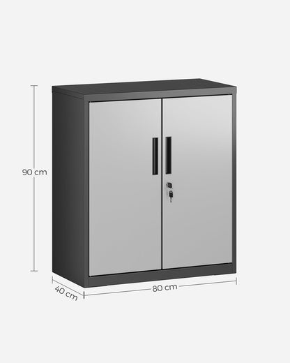 SONGMICS Aktenschrank OMC013S01 – Stahlschrank Silbern-Mattschwarz