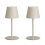 lundwa LED Akku Tischlampe kabellos dimmbar, 3000 K, beige, 2er-Set aus Aluminium
