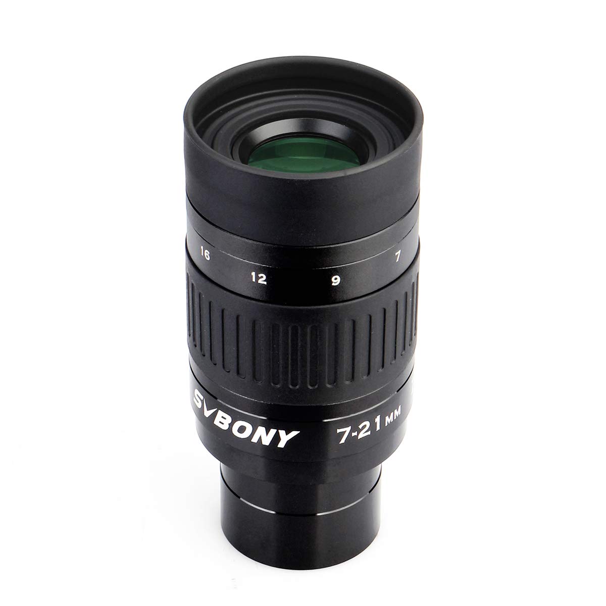 Svbony SV135 Teleskop Zoom Okular 7-21mm - 1.25 Zoll. Schwarzes Okular, 1,25"-Steckhülse. Ermöglicht variable Teleskop-Vergrößerung.