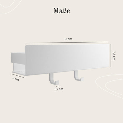 Designfabrik Hamburg Duschablage ohne Bohren, Weiss, 30 cm