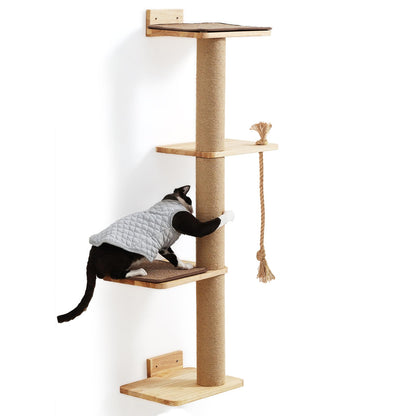 FUKUMARU Wandkratzbaum 127cm – Jute & Massivholz für Katzen