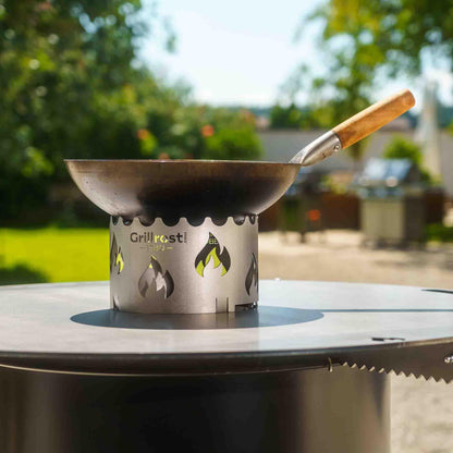 Grillrost.com Edelstahl Wokaufsatz für Feuerplatten mit 20 cm Loch