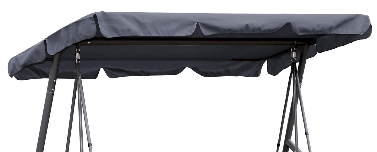 QUICK STAR Ersatzdach für Hollywoodschaukel 210 x 145 cm Grau mit Volant und Tunnelschlaufen