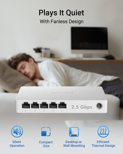 BrosTrend 5-Port 2.5G Ethernet Switch, unmanaged, lüfterlos