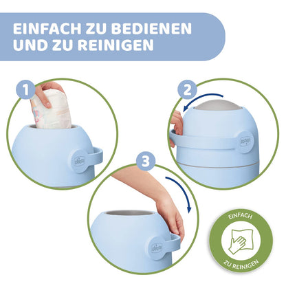 Chicco Windeleimer Odour Off mit Deckel, Anti-Geruchssystem, Blau