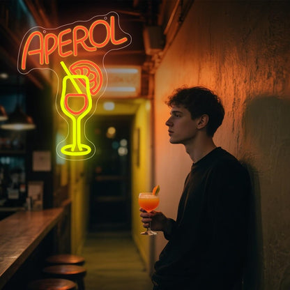 PILOYINDE Aperol Spritz LED Neonschild – Cocktail Bar Wanddeko