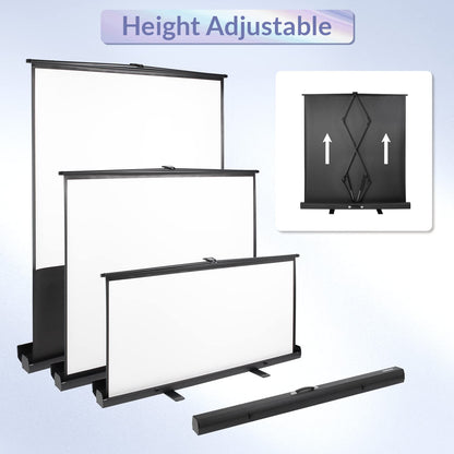 Todeco Beamer Leinwand 80 Zoll 4:3 – Bodenprojektor Tragbar