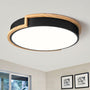 Vikaey LED Deckenleuchte Schwarz 40cm Holz 36W 4000K. Runde, schwarze Leuchte mit Holzdetails für neutrale Raumbeleuchtung.