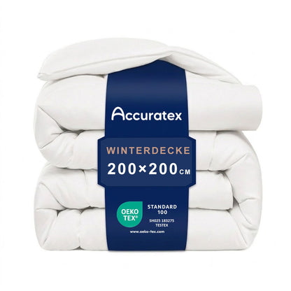 ACCURATEX Bettdecke 200x200 cm, Winterdecke mit Daunen-Alternative, Karosteppung und Eckbänder