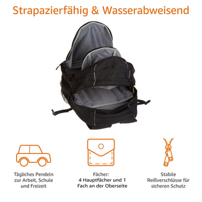 Amazon Basics Laptop-Rucksack bis 17 Zoll, gepolstert, schwarz
