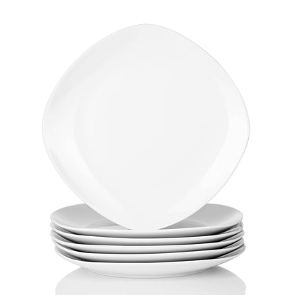 MALACASA Elisa Speiseteller-Set, 6-teilig, Porzellan, 24,8 cm, hellgrau-weiss, abgerundete Kanten