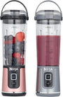 Ninja Blast Mini-Mixer kabellos, 530 ml, 2er-Pack Roségold & Silber, auslaufsicherer Trinkdeckel mit Tragegriff