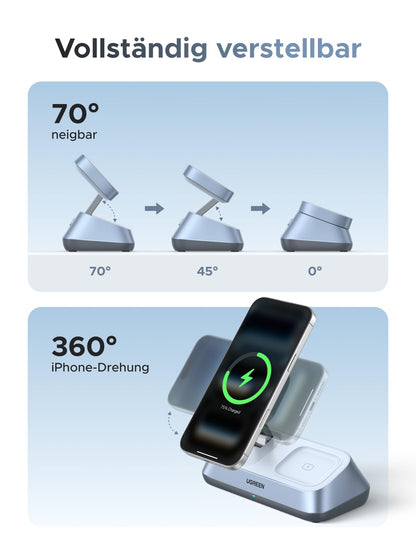 UGREEN MagFlow 3-in-1 Magnetic Wireless Ladeständer 25W Qi2