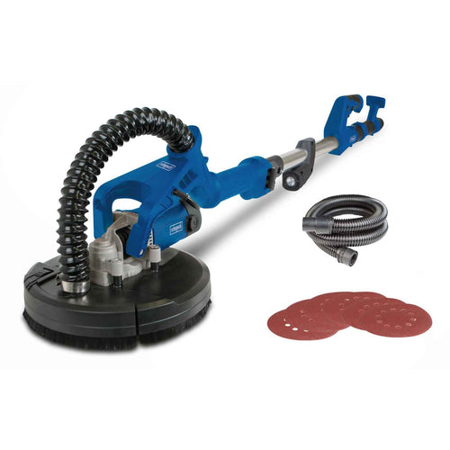 Scheppach DS920 Wand & Deckenschleifer - 710W Ø 225mm. Blauer Langhalsschleifer. Glättet Putz und Spachtel auf Wänden und Decken.