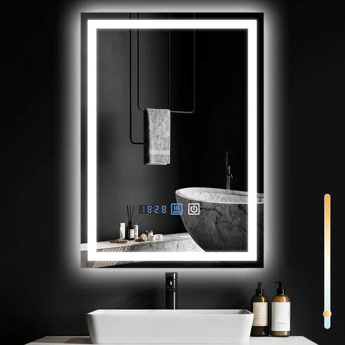 Mursche LED Badspiegel 50x70 cm mit Beleuchtung und Touch-Schalter, rechteckig, für Wandmontage