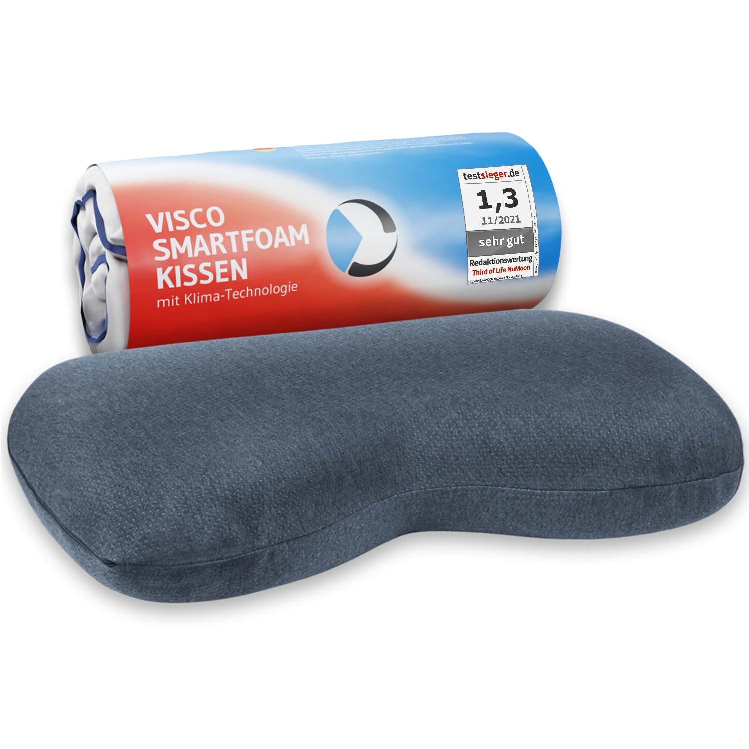NuMOON QuickDry Nackenkissen - Memory-Foam 55x40x12cm. Ergonomisches Viscoschaum-Kissen zur Nackenstütze für Reisen und Erholung.