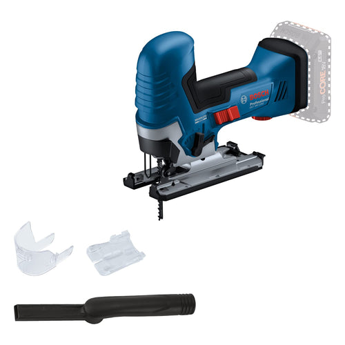 Bosch Professional 18V System Akku Stichsäge GST 18V-125 S, blau-schwarz, mit D-Griff, für präzise Kurven- und Geradschnitte.