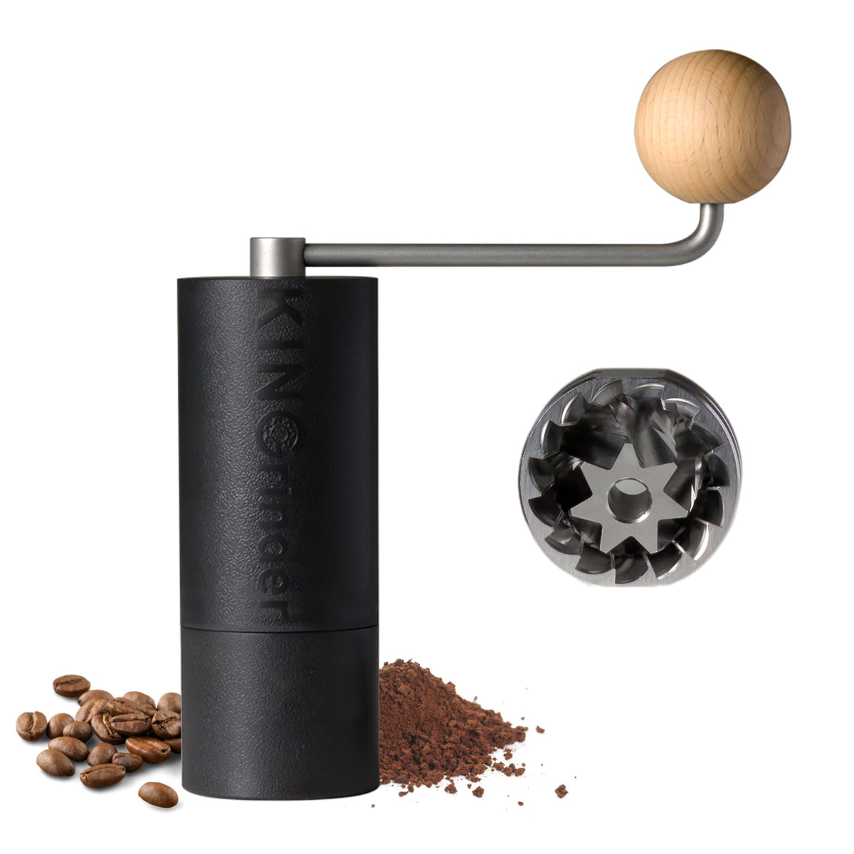 KINGrinder P2 Manuelle Kaffeemühle mit Edelstahl-Kegelmahlwerk, 20 g – kompakte Handmühle aus Kunststoff