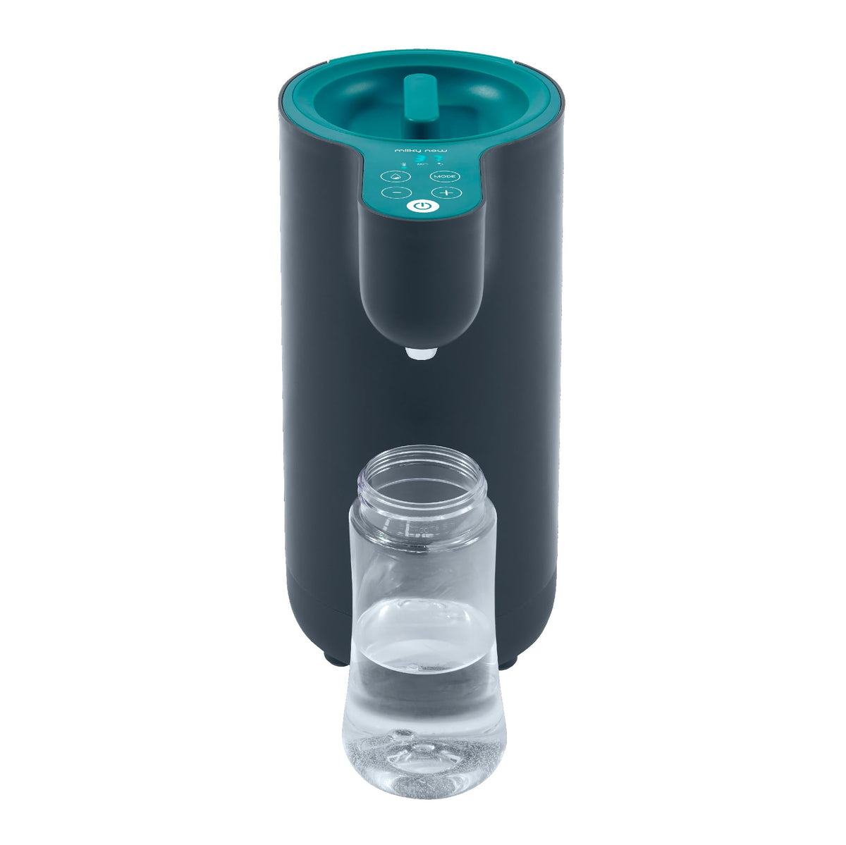Babymoov Milky Now Flaschenzubereiter – Weiß-grauer, ovaler Wasserkocher mit Display. Bereitet Babymilch schnell auf die richtige Temperatur.