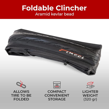 Fincci Rennradreifen 700x25c, Slick-Faltreifen Set mit Schläuchen