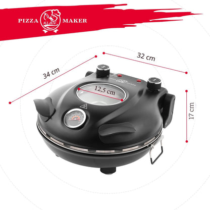 KLAIF Pizzaofen elektrisch 420 °C mit 31 cm Keramik-Pizzastein 1200 W