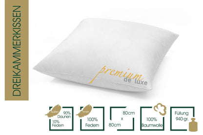 HANSKRUCHEN® Premium de Luxe Daunenkissen 80x80 cm - 3 Kammer