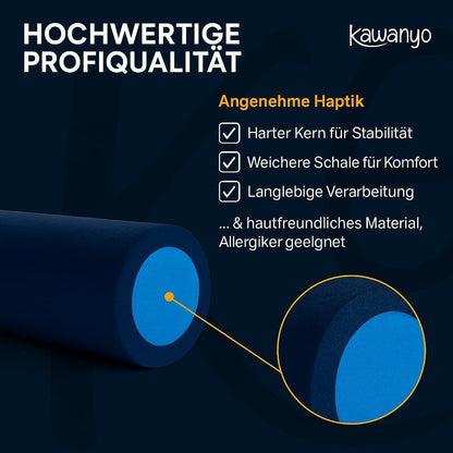 Kawanyo Pilates Rolle aus Hartschaum, 90 cm, für Yoga & Fitness