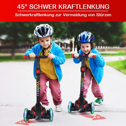 Yoleo Dreiradscooter LED Räder höhenverstellbar - Schwarz