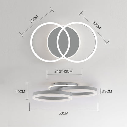 Amdelne LED Deckenleuchte 2-Ringe Design 50cm Dimmbar – Grau