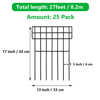 Thealyn Gartenzaun Metall 25er-Set, Tierbarriere 43 cm, 8,2 m
