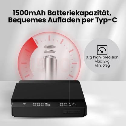 MHW-3BOMBER Mini Kaffeewaage ES6029B-OS mit Timer, Schwarz