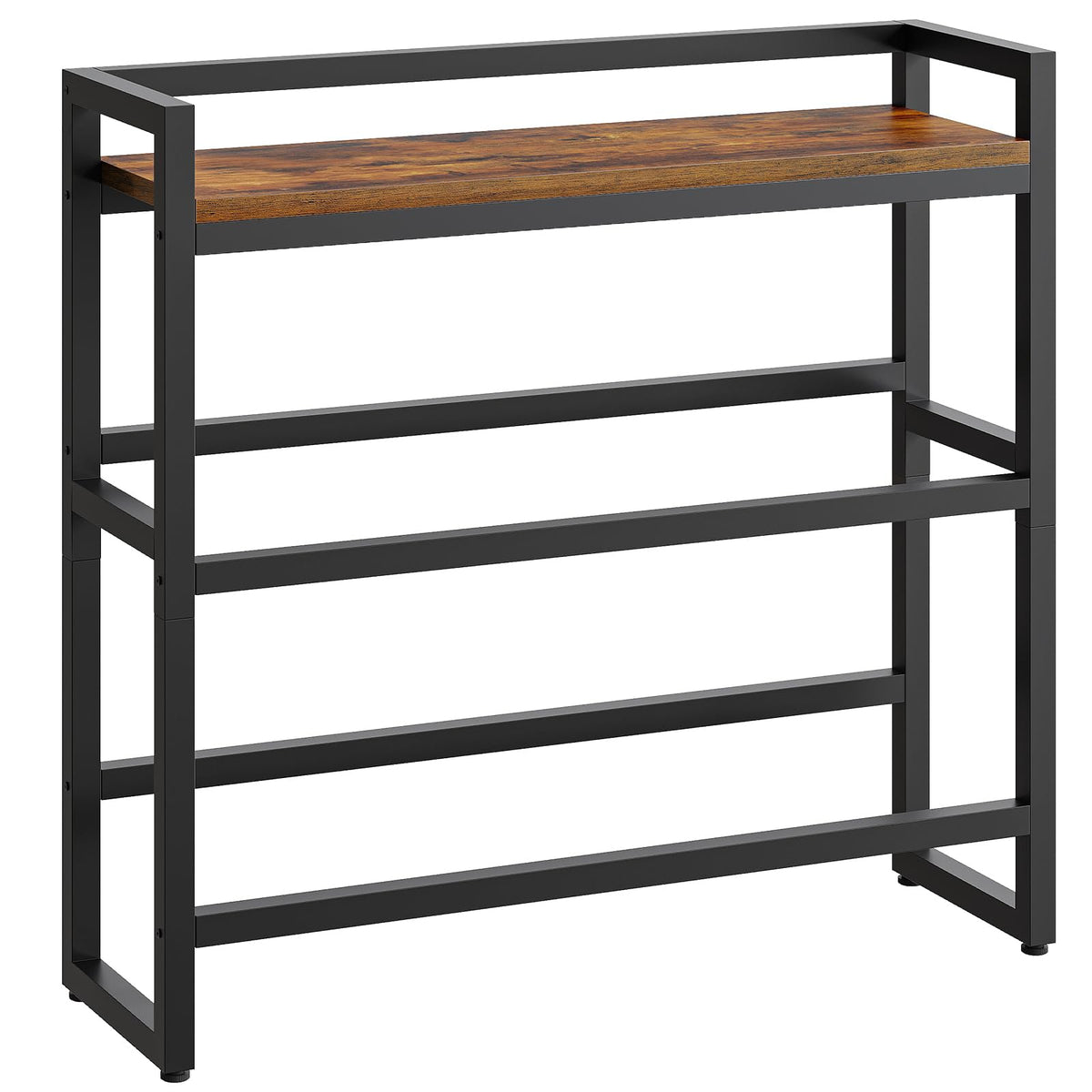 HOOBRO Getränkekistenregal EBF104CJ01, 3-stöckig für 6 Kisten, schwarzes Metallgestell, Ablagen in Vintagebraun