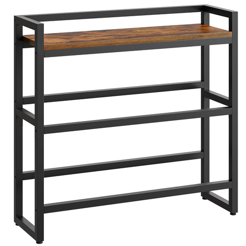 HOOBRO Getränkekistenregal EBF104CJ01, 3-stöckig für 6 Kisten, schwarzes Metallgestell, Ablagen in Vintagebraun