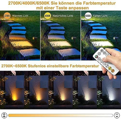 MEIKEE Solarstrahler 6er-Set mit Fernbedienung, 3 Farbtemperaturen