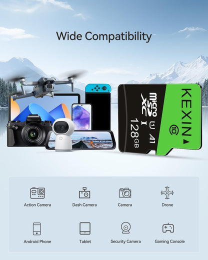 KEXIN Micro SD Karte 128GB 3er Pack microSDXC mit SD Adapter A1