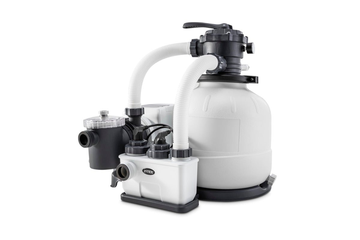 Intex 26676 Krystal Clear Sandfilterpumpe mit Salzwassersystem, Gehäuse aus weissem Kunststoff