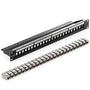 deleyCON 24 Port Keystone Patchpanel CAT6a - 19" Rack Schwarz. 24 Keystone-Slots für CAT6a Netzwerkverkabelung im Rack.