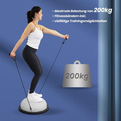 DH FitLife Balance Ball Fitness Gleichgewichtstrainer – Grau 60cm