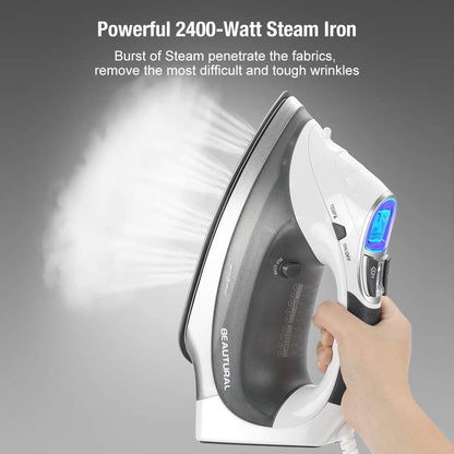 BEAUTURAL Dampfbügeleisen 2400 W mit Keramik-Bügelsohle und LCD