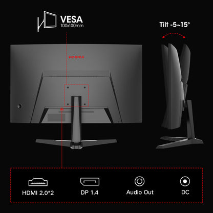 KOORUI Gaming Monitor 27" QHD 180Hz 1ms 1500R Curved