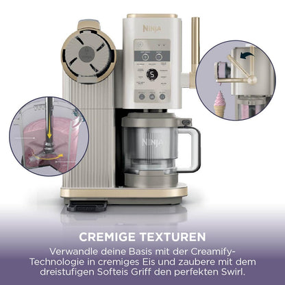 Ninja CREAMi Scoop & Swirl Eismaschine NC701EUSTGD, Stone Gold