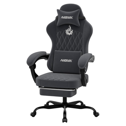 NIONIK Gaming Stuhl ergonomisch, höhenverstellbar, Grau